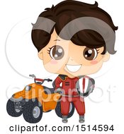 Poster, Art Print Of Brunette Racer Boy Standing By A Quad