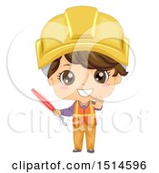 Poster, Art Print Of Construction Worker Boy Holding A Red Baton
