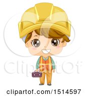 Poster, Art Print Of Construction Worker Boy Holding A Tool Box