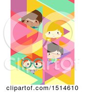 Clipart Of A Group Of Children And Triangles Royalty Free Vector Illustration