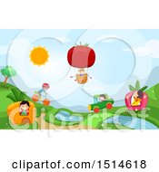 Clipart Of A Group Of Kids In A Vegetable Fantasy Land Royalty Free Vector Illustration