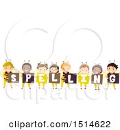 Poster, Art Print Of Group Of Bee Children Holding Signs That Say Spelling