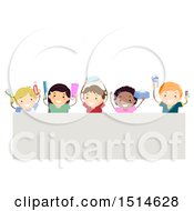 Group Of Children Holding Up Hygiene Products Over A Sign