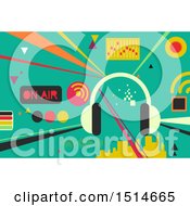 Clipart Of A Radio Production Communication Design With Media Controls Royalty Free Vector Illustration