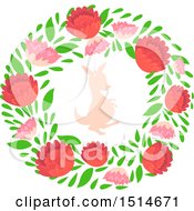 Clipart Of A Christmas Wreath With Australian Protea Flowers And A Kangaroo Royalty Free Vector Illustration by BNP Design Studio