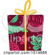 Poster, Art Print Of Christmas Gift Wrapped In Tropical Paper