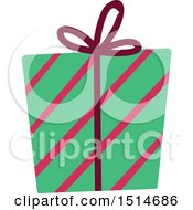 Poster, Art Print Of Christmas Gift Wrapped In Stripes Paper