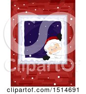 Poster, Art Print Of Christmas Santa Peeking Down A Chimney