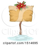 Poster, Art Print Of Christmas Sign With A Poinsettia