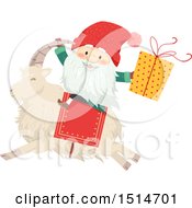 Poster, Art Print Of Swedish Christmas Tomte Riding A Yule Goat