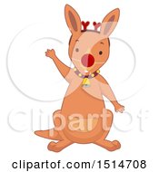 Poster, Art Print Of Christmas Kangaroo Disguised As A Reindeer