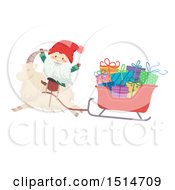 Poster, Art Print Of Swedish Christmas Tomte And Yule Goat With A Sleigh