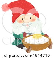 Clipart Of A Swedish Christmas Tomte Eating Porridge Royalty Free Vector Illustration