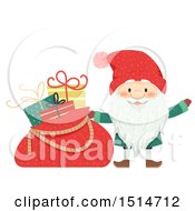 Poster, Art Print Of Swedish Christmas Tomte With A Sack Of Gifts