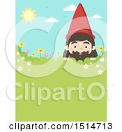 Poster, Art Print Of Garden Gnome Peeking Over A Shrub With Text Space