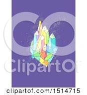 Colorful Quartz Crystal Cluster On Purple