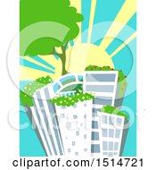 Poster, Art Print Of Sunset With City Skyscrapers And Rooftop Gardens