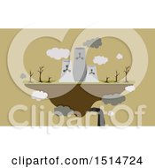 Clipart Of A Factory Floating Island On Brown Royalty Free Vector Illustration by BNP Design Studio