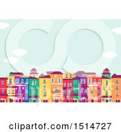 Clipart Of A Row Of Colorful Houses In A City Royalty Free Vector Illustration