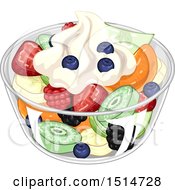 Poster, Art Print Of Bowl Of Fruit Topped With Whipped Cream