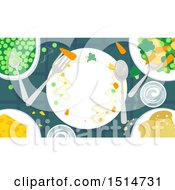 Clipart Of A Plate Surrounded By Vegetables Royalty Free Vector Illustration