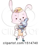Poster, Art Print Of Cute Student Rabbit Carrying A Microscope