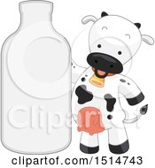Poster, Art Print Of Cow Mascot With A Giant Milk Jar