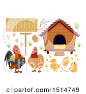 Poster, Art Print Of Chicken Family Eggs Coop And Fencing