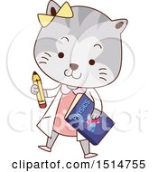 Poster, Art Print Of Student Cat Holding A Physics Book And Pencil