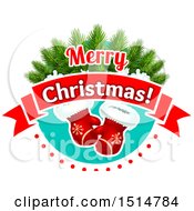 Clipart Of A Merry Christmas Greeting With Mittens Royalty Free Vector Illustration