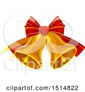 Clipart Of A Bow And Christmas Bells Royalty Free Vector Illustration