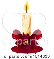Clipart Of A Red Christmas Poinsettia And Candle Royalty Free Vector Illustration