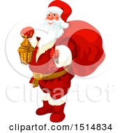 Poster, Art Print Of Christmas Santa Claus Holding A Lantern