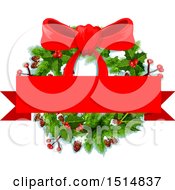 Poster, Art Print Of Blank Banner And Christmas Wreath