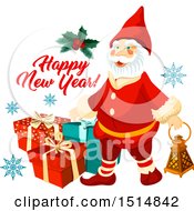 Poster, Art Print Of Happy New Year Greeting With Santa