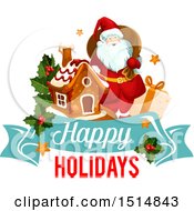 Poster, Art Print Of Happy Holidays Greeting With Santa