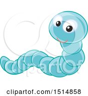 Clipart Of A Cute Blue Earthworm Royalty Free Vector Illustration by Alex Bannykh