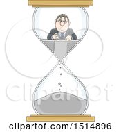 Cartoon Caucasian Business Man Working In An Hourglass