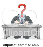 Cartoon Headless Business Man With A Question Mark