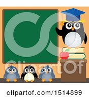Poster, Art Print Of Professor Penguin And Students Under A Chalkboard