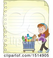 Poster, Art Print Of Sheet Of Ruled Paper And A Woman Shopping