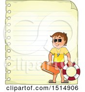 Poster, Art Print Of Sheet Of Ruled Paper And A Male Lifeguard