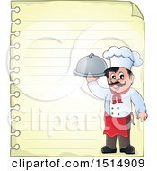 Poster, Art Print Of Sheet Of Ruled Paper And A Male Chef Holding A Platter