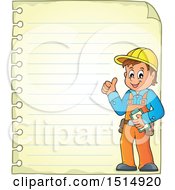 Poster, Art Print Of Sheet Of Ruled Paper And A Male Construction Worker