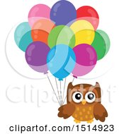 Poster, Art Print Of Brown Owl Holding Balloons