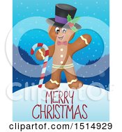 Poster, Art Print Of Merry Christmas Greeting And Gingerbread Man