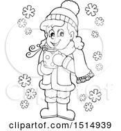 Clipart Of A Black And White Girl Drinking Hot Cocoa Royalty Free Vector Illustration