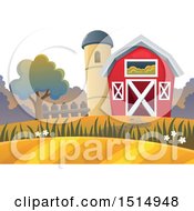 Poster, Art Print Of Red Barn And Silo In The Fall