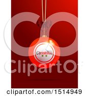 Poster, Art Print Of Suspended 3d Merry Christmas Bingo Or Lottery Ball Over Red