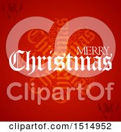 Clipart Of A Merry Christmas Decorative Design On Red With Bows Royalty Free Vector Illustration
